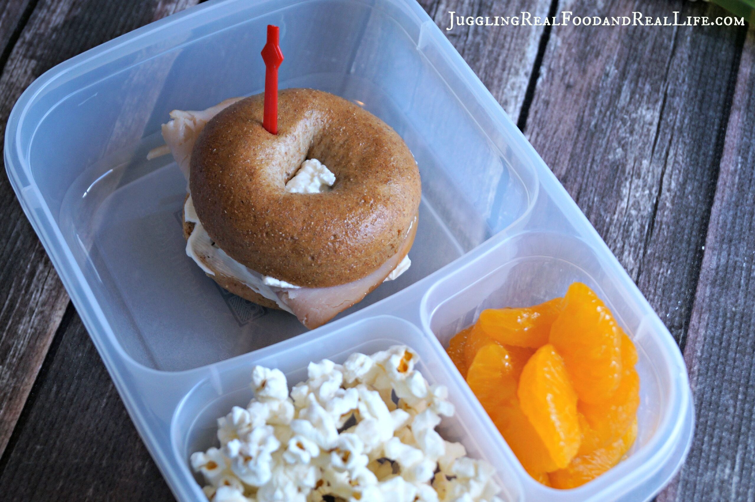A School Lunch Favorite:  Turkey and Cream Cheese Bagel Sandwich