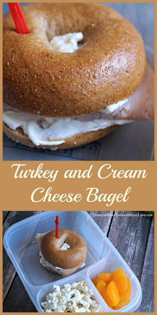 Turkey and Cream cheese bagel sandwich