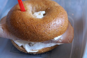 Turkey and cream cheese bagel